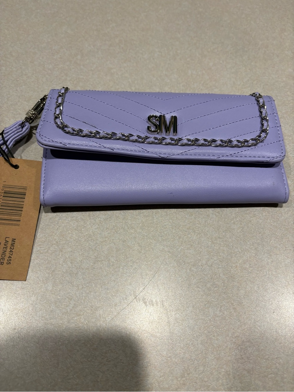 Steve Madden Lavender Quilted Chain Wristlet